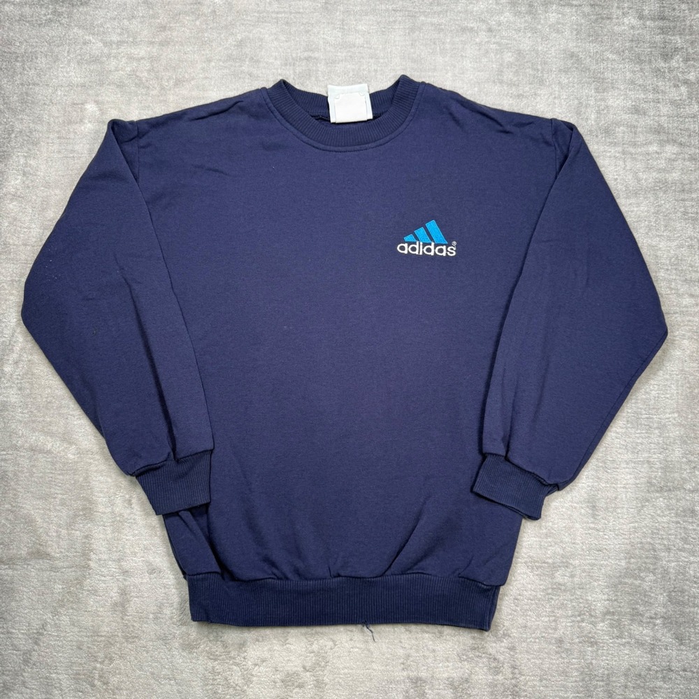 Adidas Sweatshirt Mens Large Blue Vintage 90s Embroidered Logo Crewneck Minimal